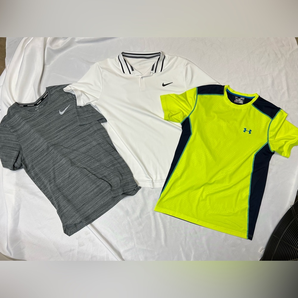 Lot of 3 mens medium dri-fit shirts. 2 Nike, 1 Under Armour.